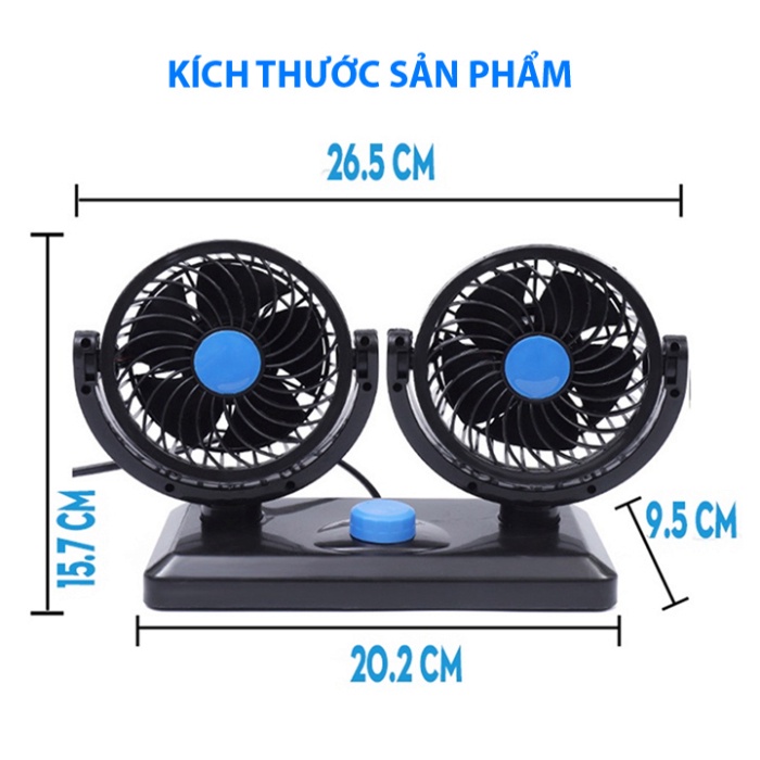 Quạt đôi ô tô xoay 360 độ trên ô tô USB 5V và trong gia đình bàn làm việc