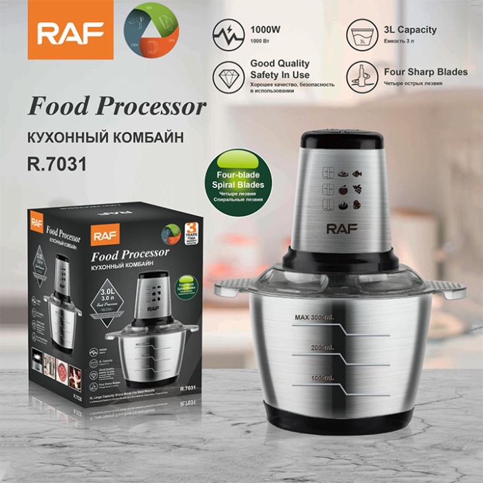 Máy xay thịt 1000W RAF cối Inox 304 dung tích 3L