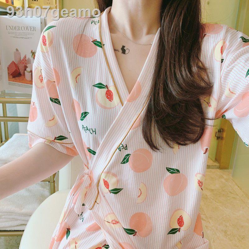 ♠✚✆Đồ ngủ bộ kimono mùa hè của phụ nữ Váy Nhật Bản dài gợi cảm cho cỡ lớn ngắn tay mỏng dành học sinh
