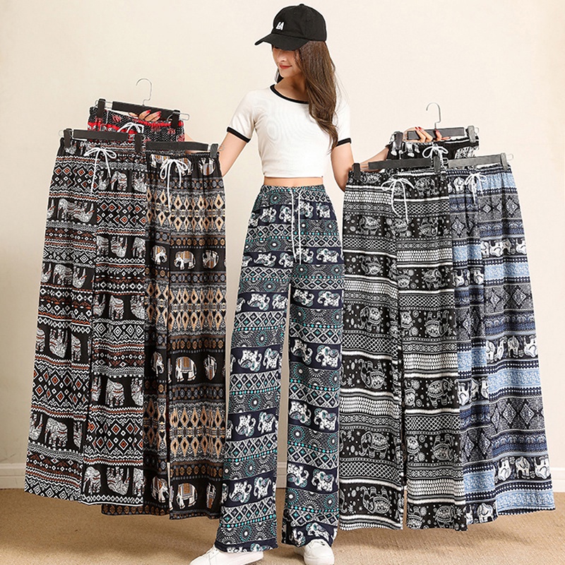 Elephant Pants High waist Trousers New Fashion Printing Loose Elastic Bloomers