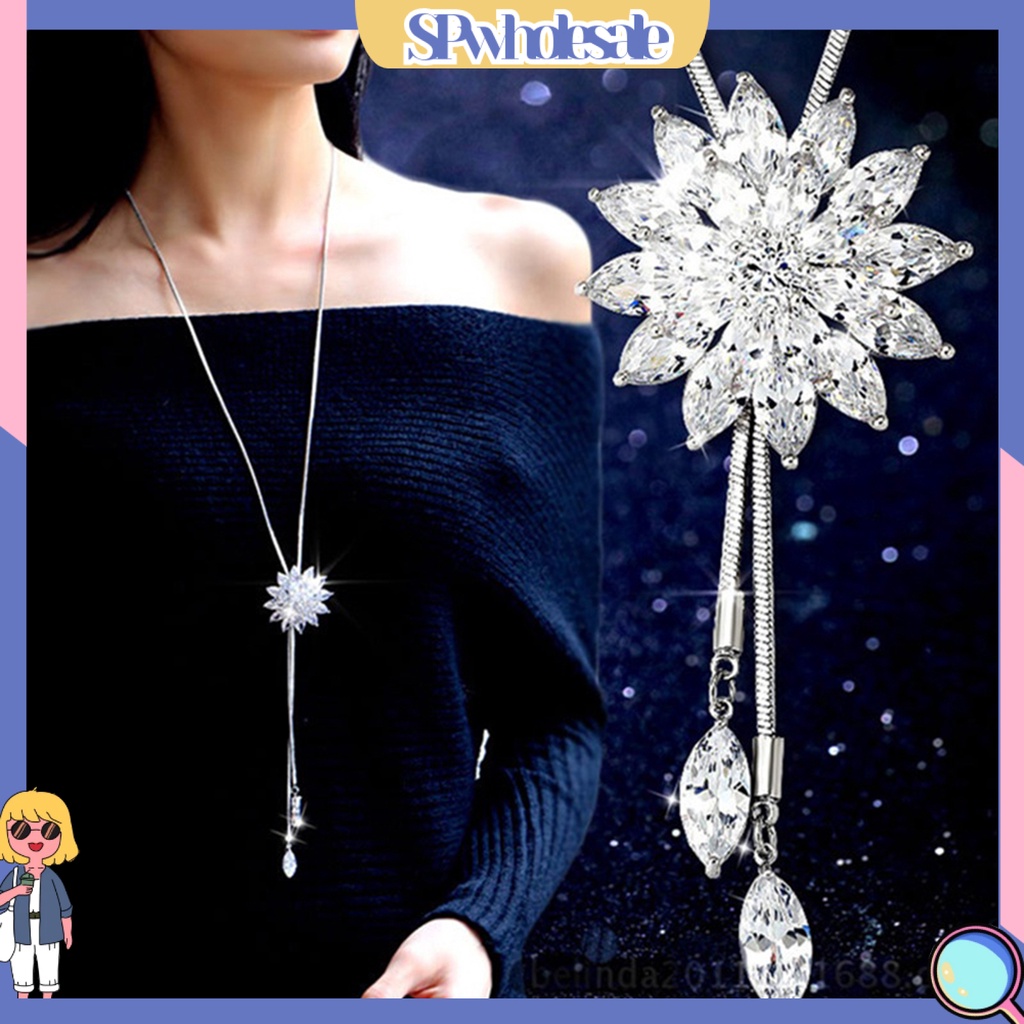 {SPwholesale} Dây chuyền mặt bông tuyết đính đá pha lê thời trang dành cho nữ