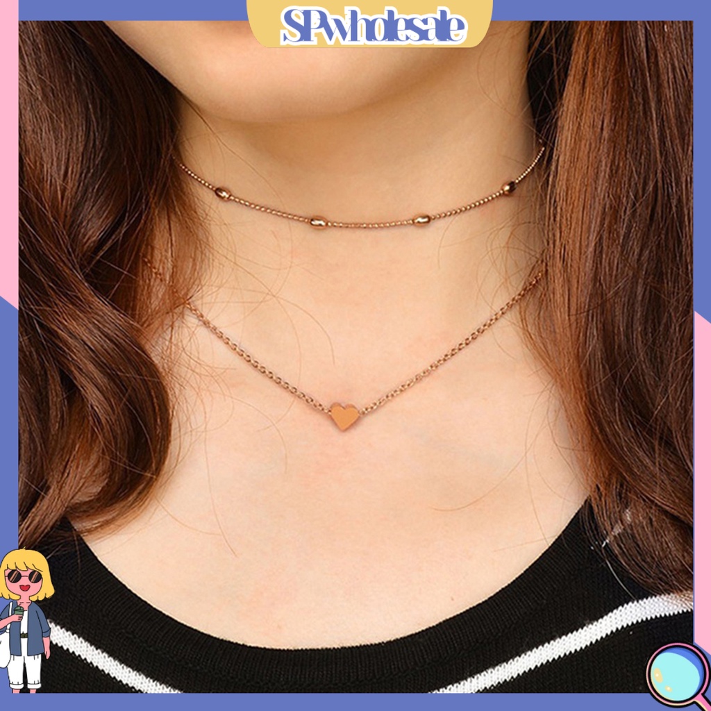 {SPwholesale} Set Dây chuyền xi mạ hình trái tim bắt mắt