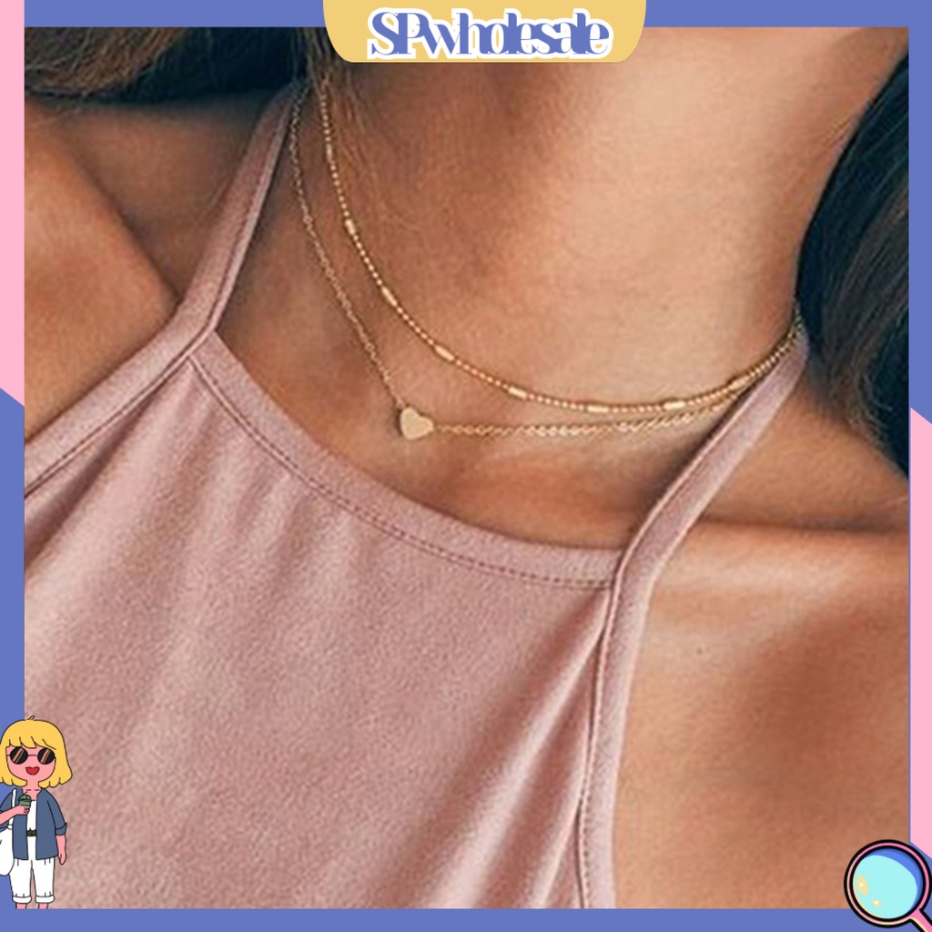 {SPwholesale} Set Dây chuyền xi mạ hình trái tim bắt mắt