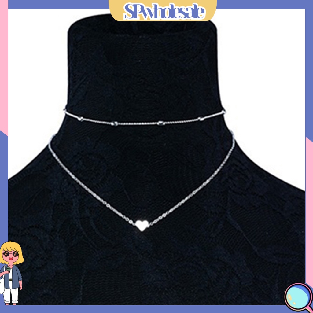 {SPwholesale} Set Dây chuyền xi mạ hình trái tim bắt mắt