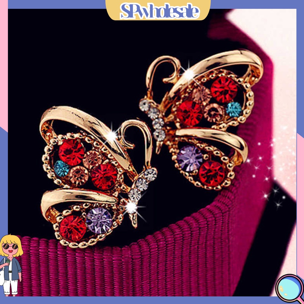 {SPwholesale} Đôi khuyên tai hình bướm đính đá thời trang cho nữ