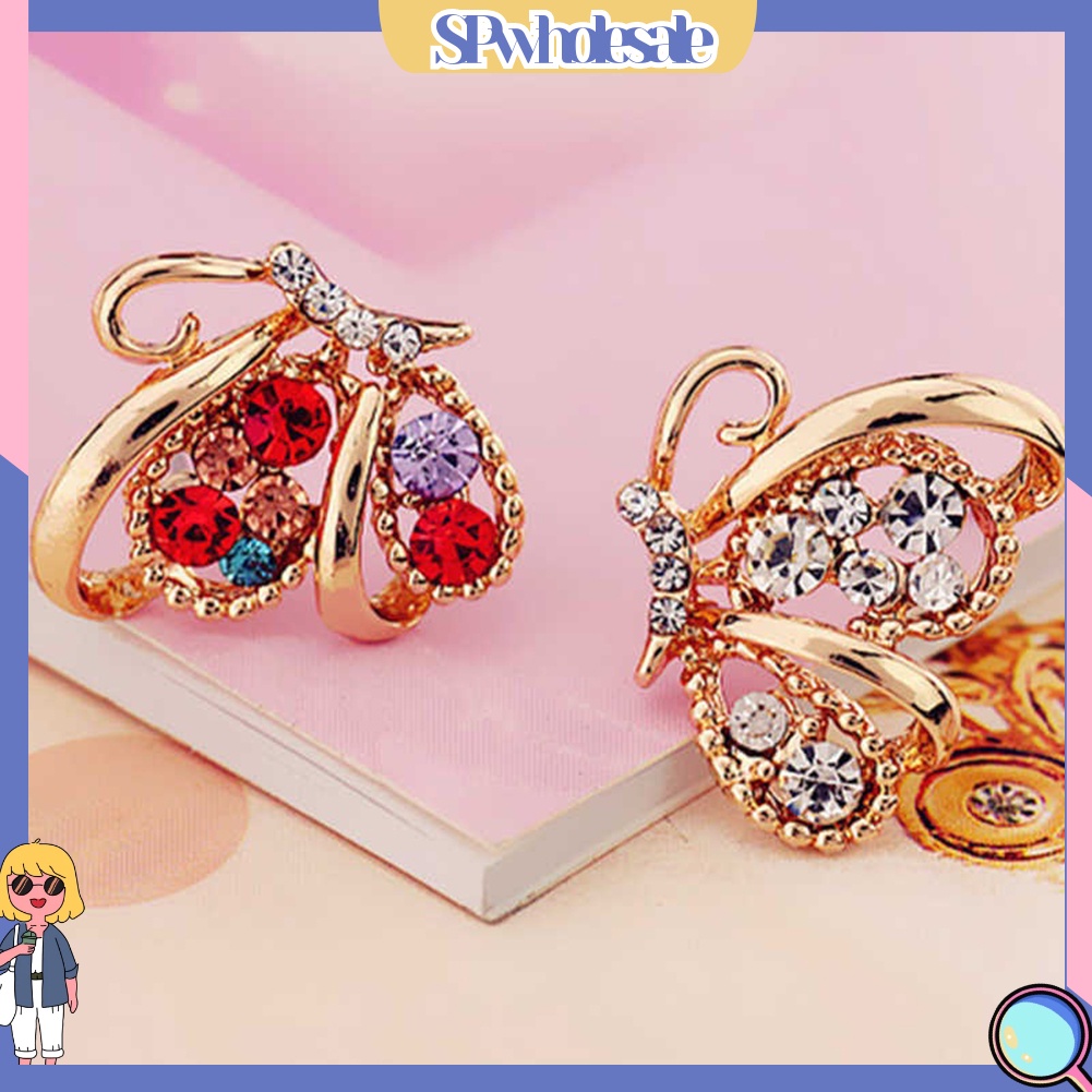 {SPwholesale} Đôi khuyên tai hình bướm đính đá thời trang cho nữ