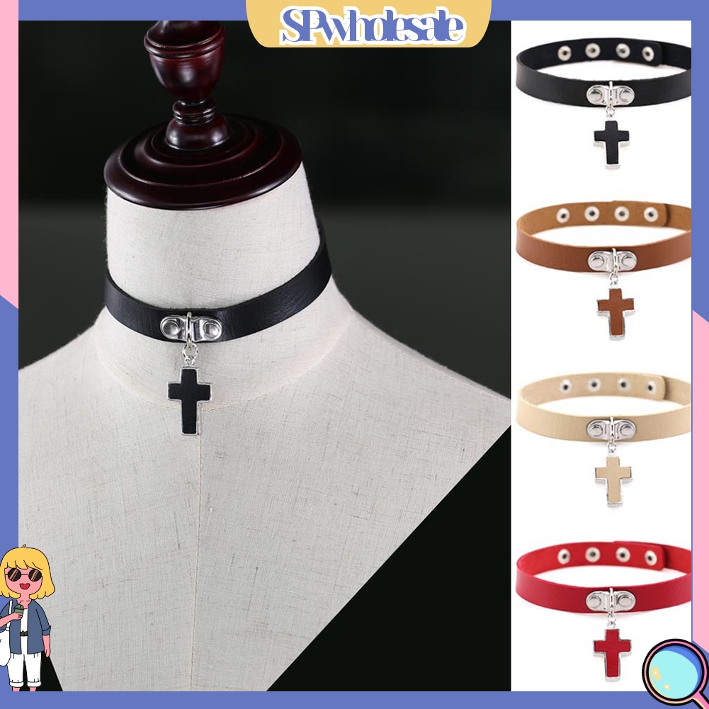 [SPwholesale] Vòng cổ choker giả da chữ thập cho nữ