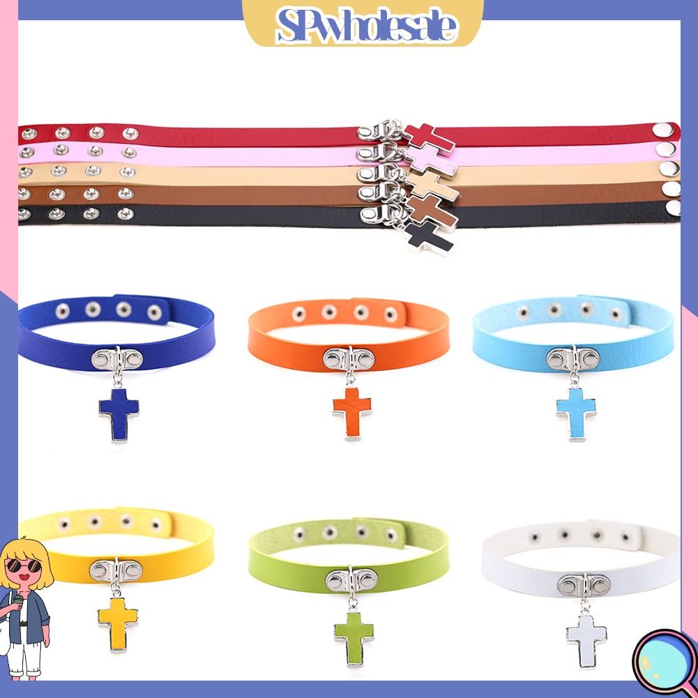[SPwholesale] Vòng cổ choker giả da chữ thập cho nữ