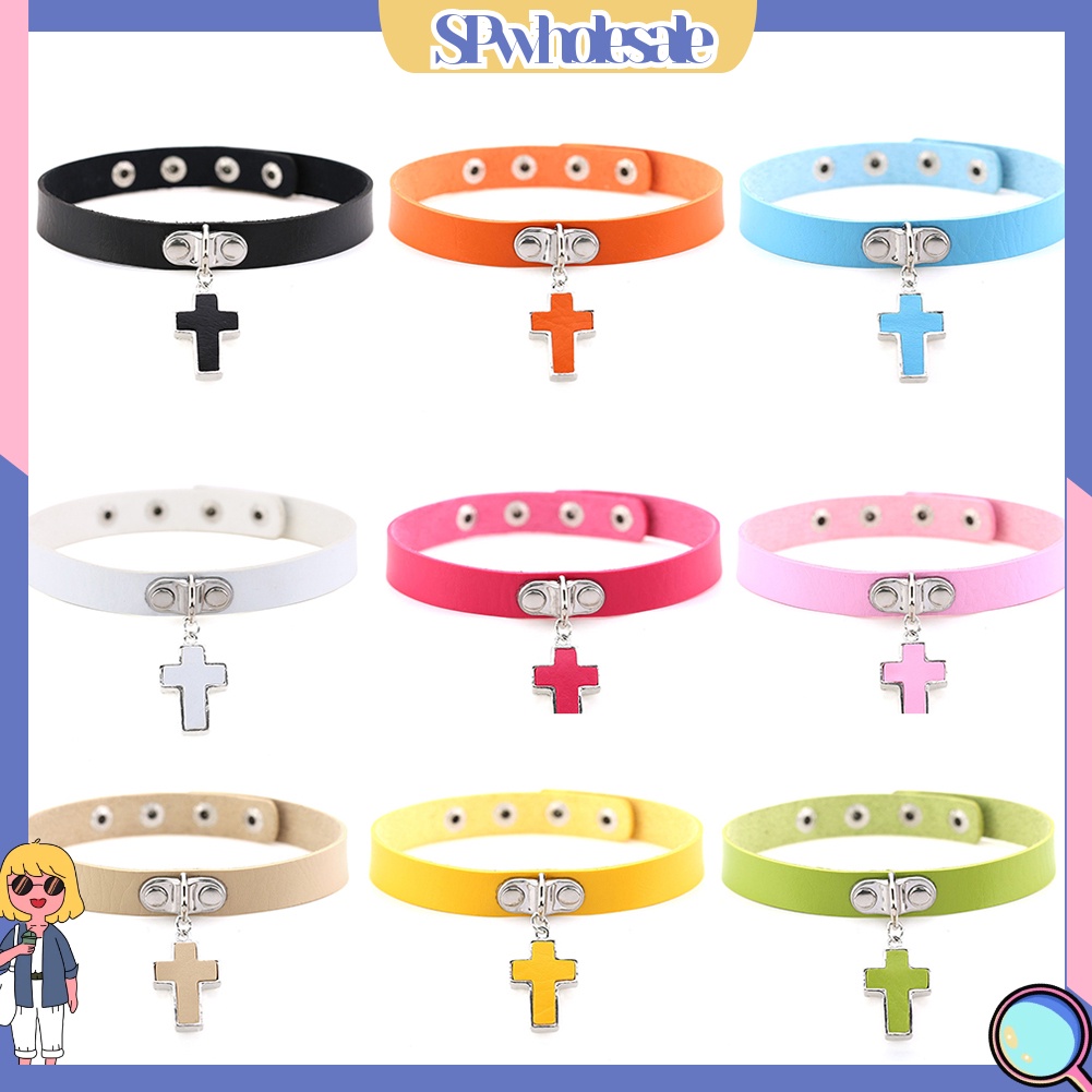 [SPwholesale] Vòng cổ choker giả da chữ thập cho nữ