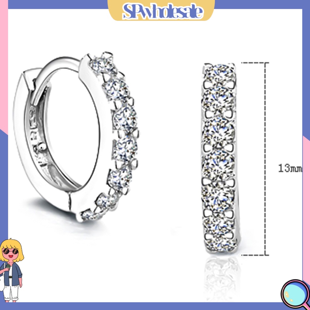 [SPwholesale] Khuyên tai mạ bạc đính đá pha lê trắng thời trang cho nữ