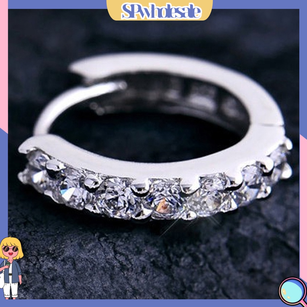 [SPwholesale] Khuyên tai mạ bạc đính đá pha lê trắng thời trang cho nữ