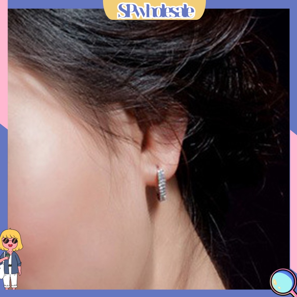 [SPwholesale] Khuyên tai mạ bạc đính đá pha lê trắng thời trang cho nữ