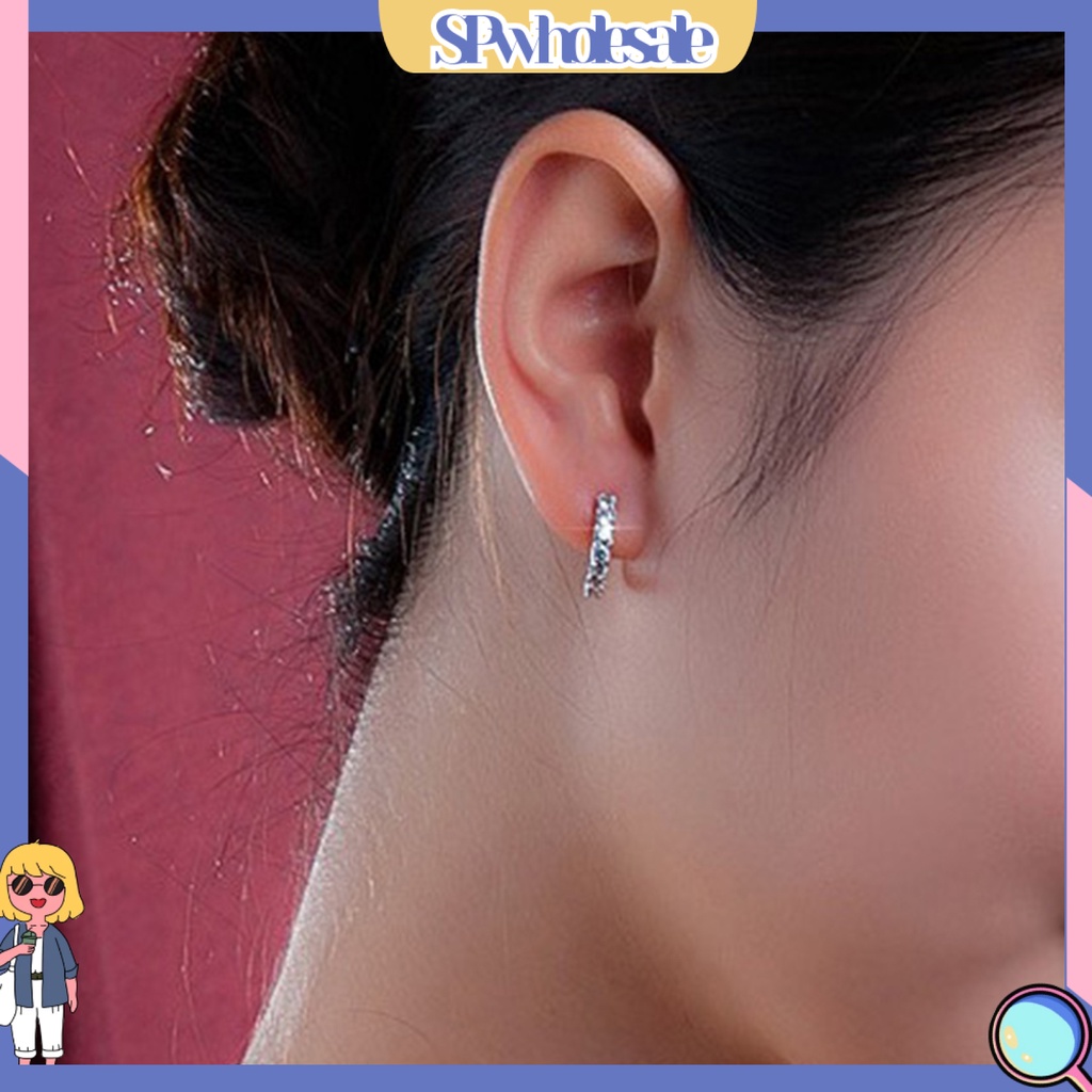 [SPwholesale] Khuyên tai mạ bạc đính đá pha lê trắng thời trang cho nữ