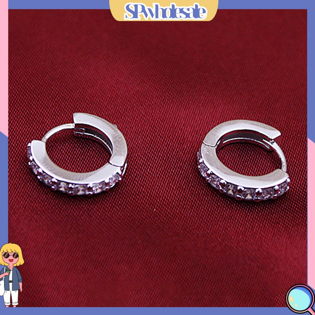 [SPwholesale] Khuyên tai mạ bạc đính đá pha lê trắng thời trang cho nữ