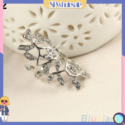 {SPwholesale} Nhẫn đeo khớp ngón tay họa tiết lá đính đá thời trang cho nữ