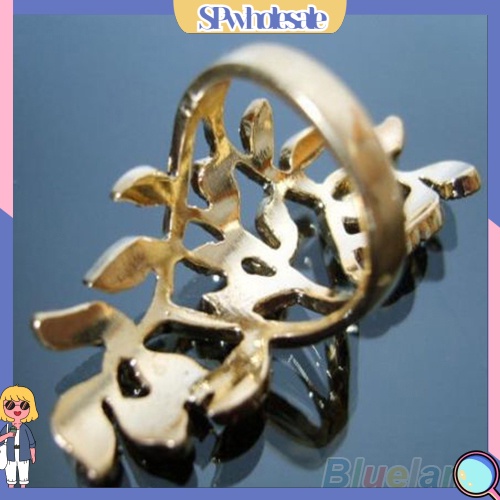 {SPwholesale} Nhẫn đeo khớp ngón tay họa tiết lá đính đá thời trang cho nữ