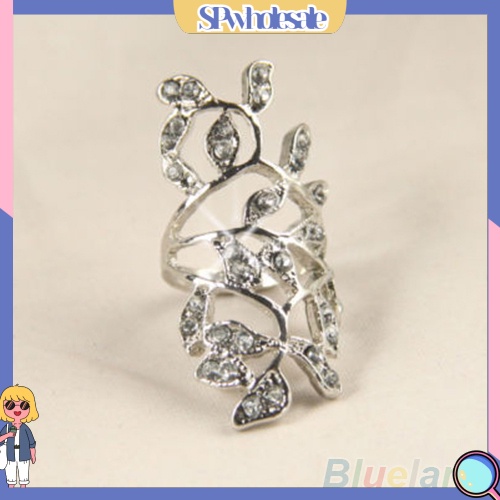 {SPwholesale} Nhẫn đeo khớp ngón tay họa tiết lá đính đá thời trang cho nữ