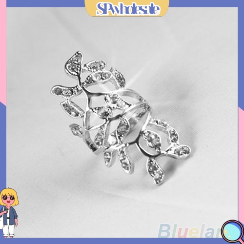 {SPwholesale} Nhẫn đeo khớp ngón tay họa tiết lá đính đá thời trang cho nữ