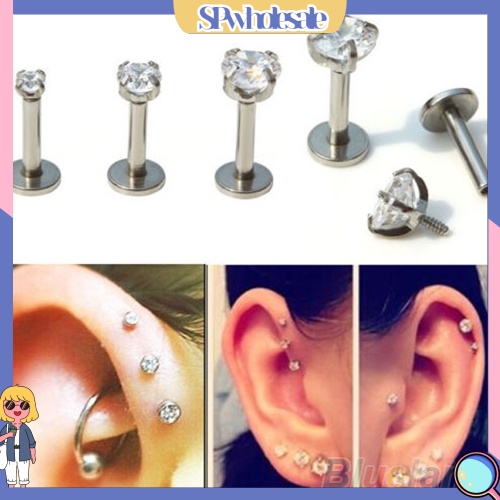 [SPwholesale] Khuyên sụn tai hình khối inox đính đá Cubic Zirconia thời trang cho nữ