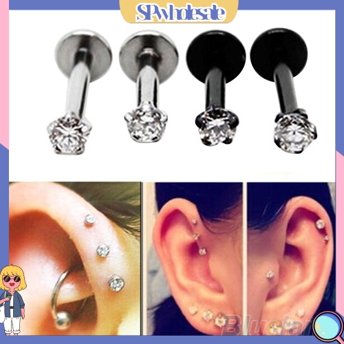 [SPwholesale] Khuyên sụn tai hình khối inox đính đá Cubic Zirconia thời trang cho nữ