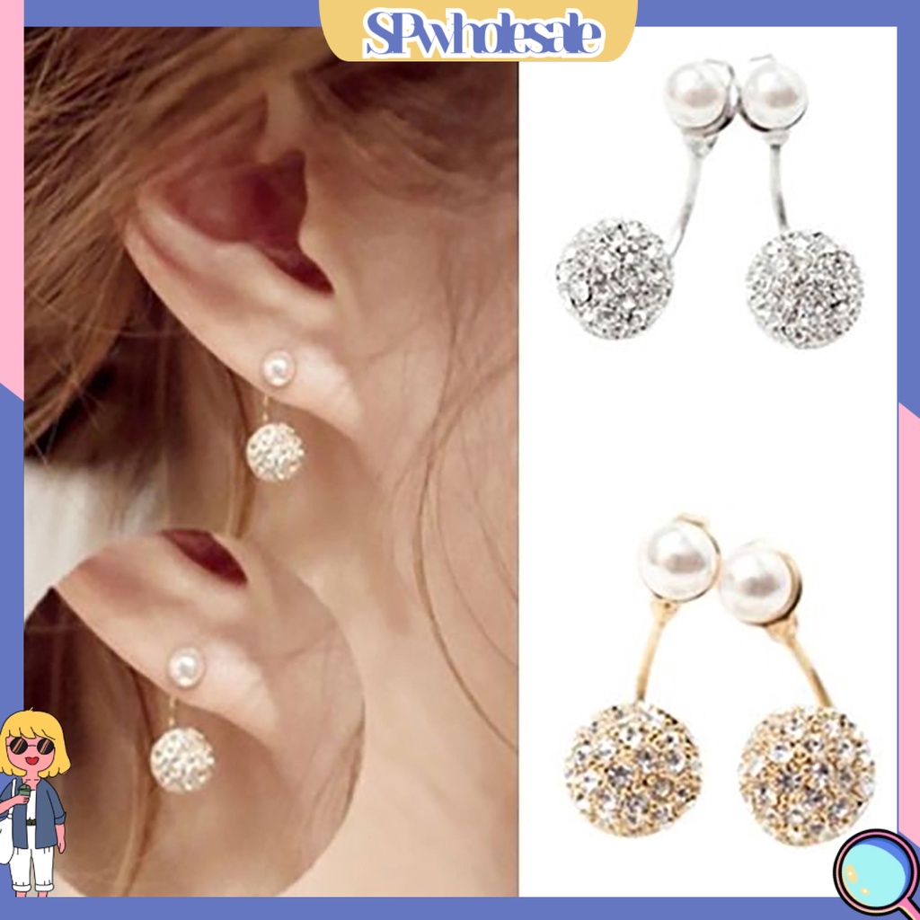 {SPwholesale} Khuyên tai đính đá và ngọc trai thời trang dành cho nữ