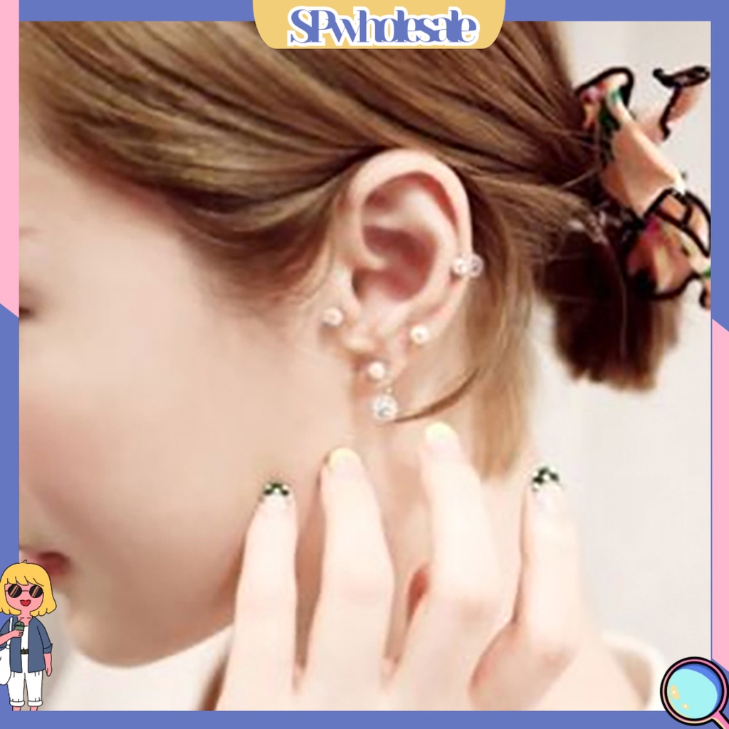 {SPwholesale} Khuyên tai đính đá và ngọc trai thời trang dành cho nữ