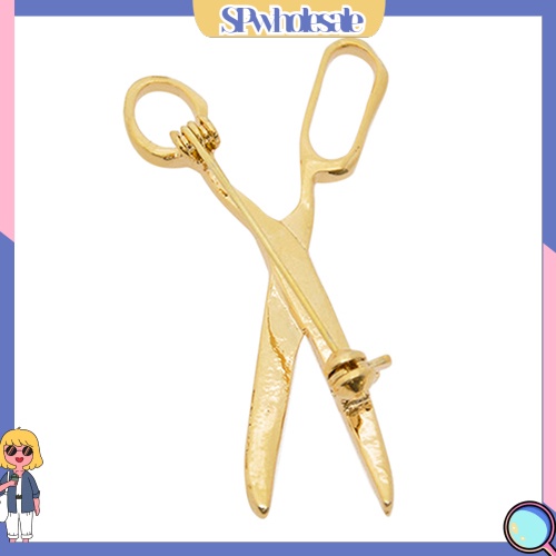 {SPwholesale} Ghim cài áo hình kéo màu vàng đính đá dễ thương