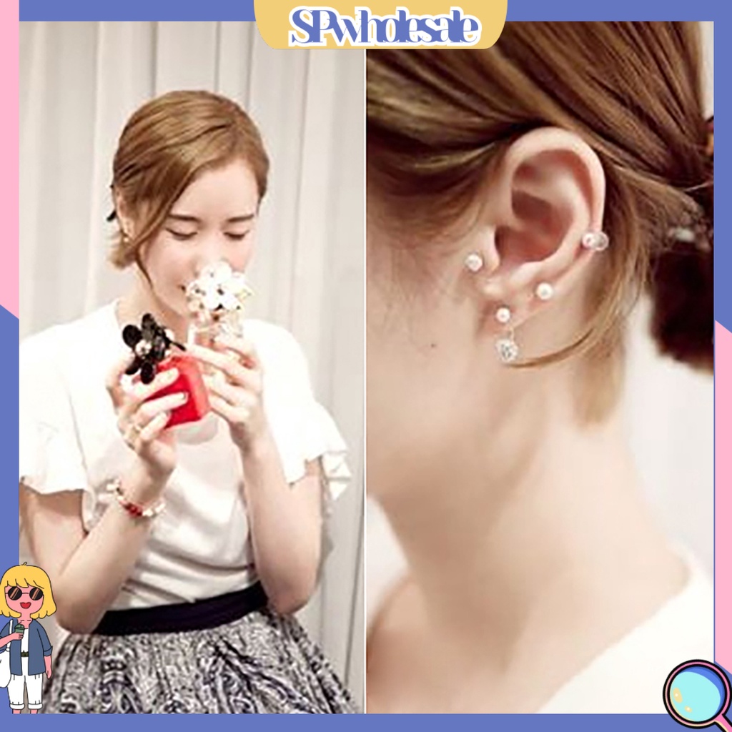 {SPwholesale} Khuyên tai đính đá và ngọc trai thời trang dành cho nữ