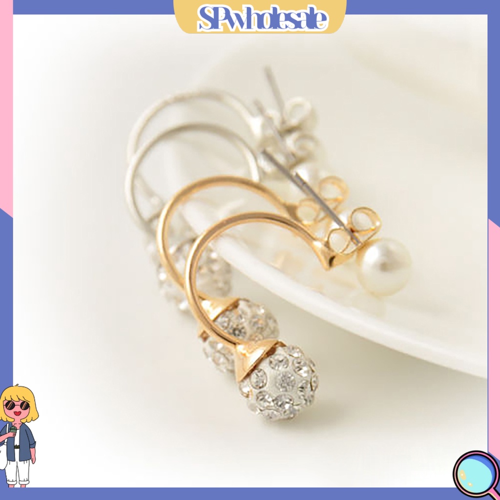 {SPwholesale} Khuyên tai đính đá và ngọc trai thời trang dành cho nữ