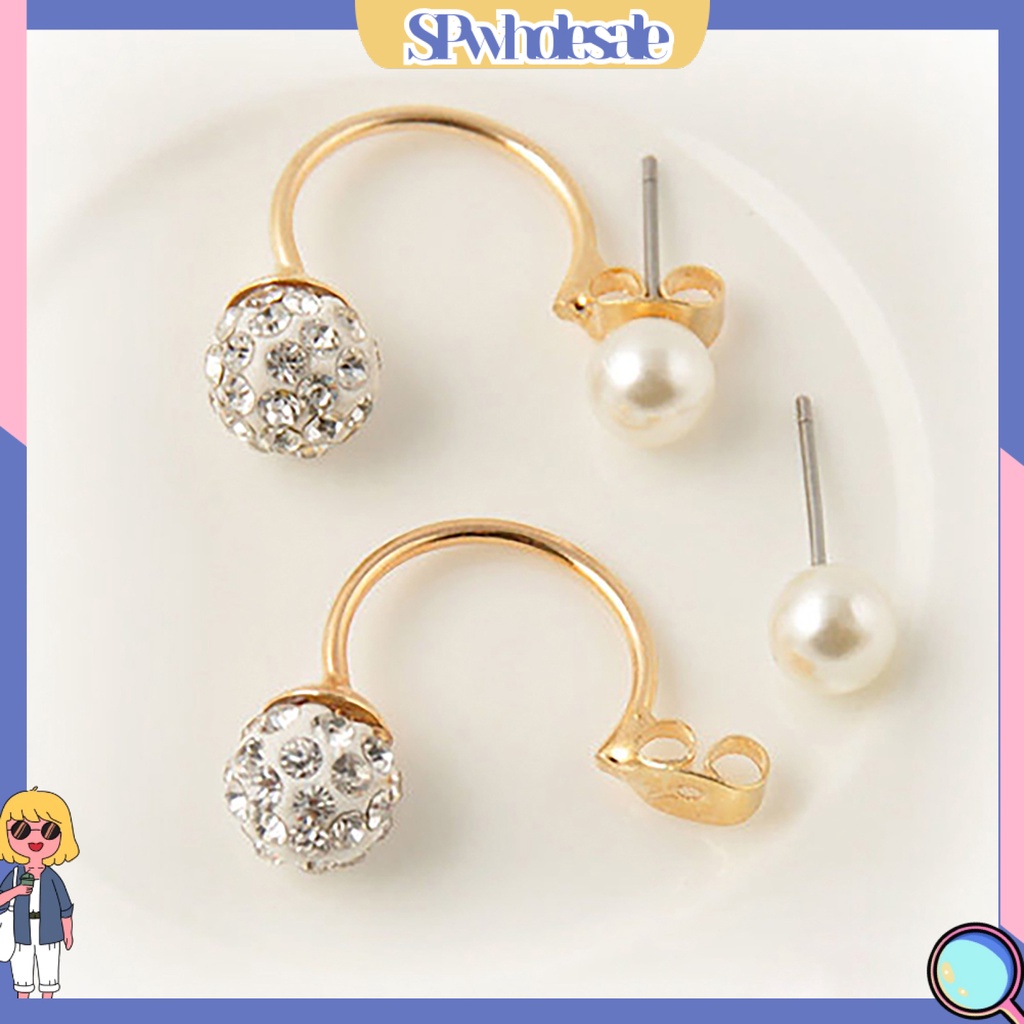 {SPwholesale} Khuyên tai đính đá và ngọc trai thời trang dành cho nữ