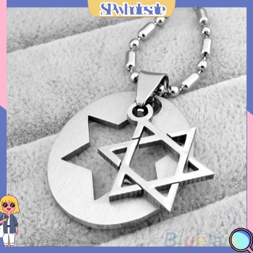 {SPwholesale} Dây chuyền chất liệu thép không gỉ mặt ngôi sao 6 cánh cho nam và nữ