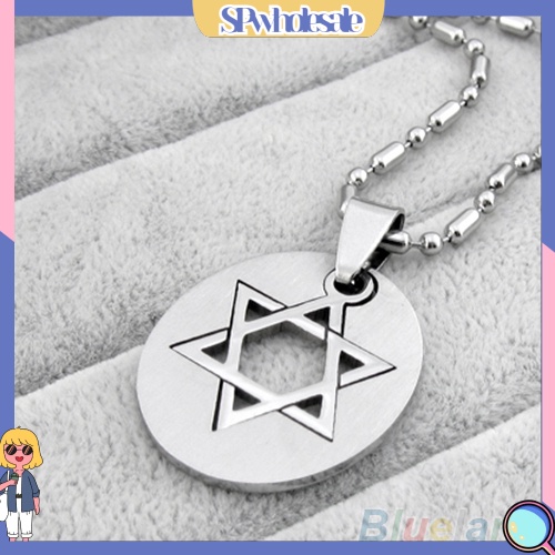 {SPwholesale} Dây chuyền chất liệu thép không gỉ mặt ngôi sao 6 cánh cho nam và nữ