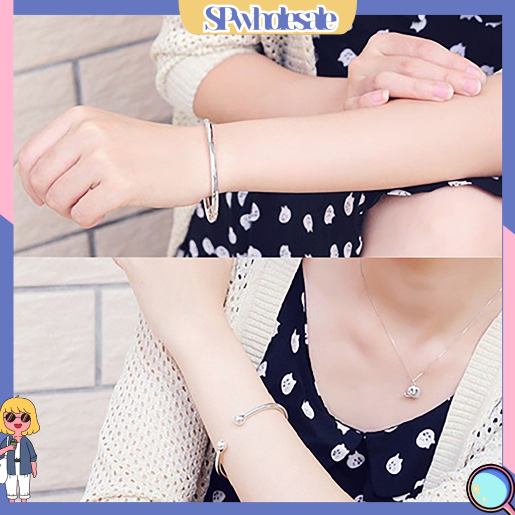 SPwholesale| Vòng đeo tay mạ bạc kiểu dáng đơn giản thời trang cho nữ