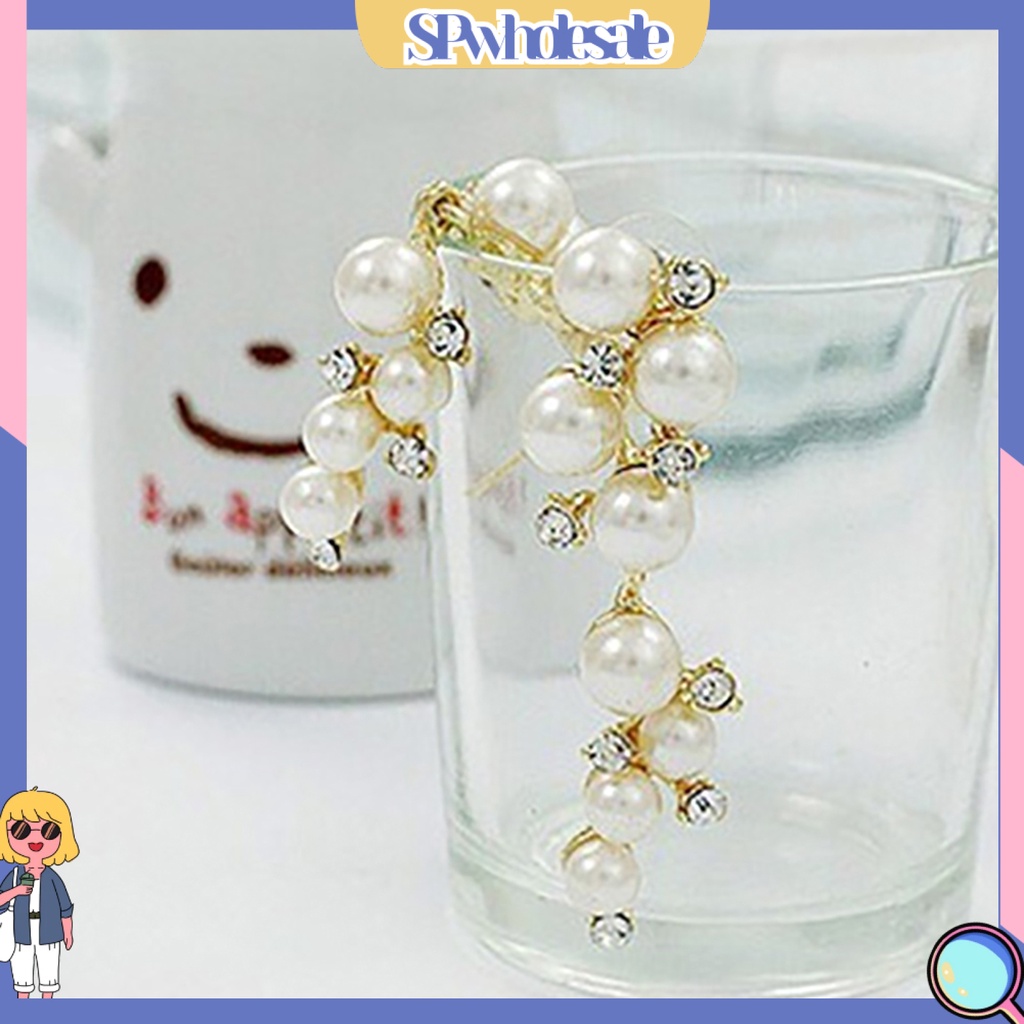 [SPwholesale] Đôi khuyên tai dài đính đá và ngọc trai thời trang cho nữ