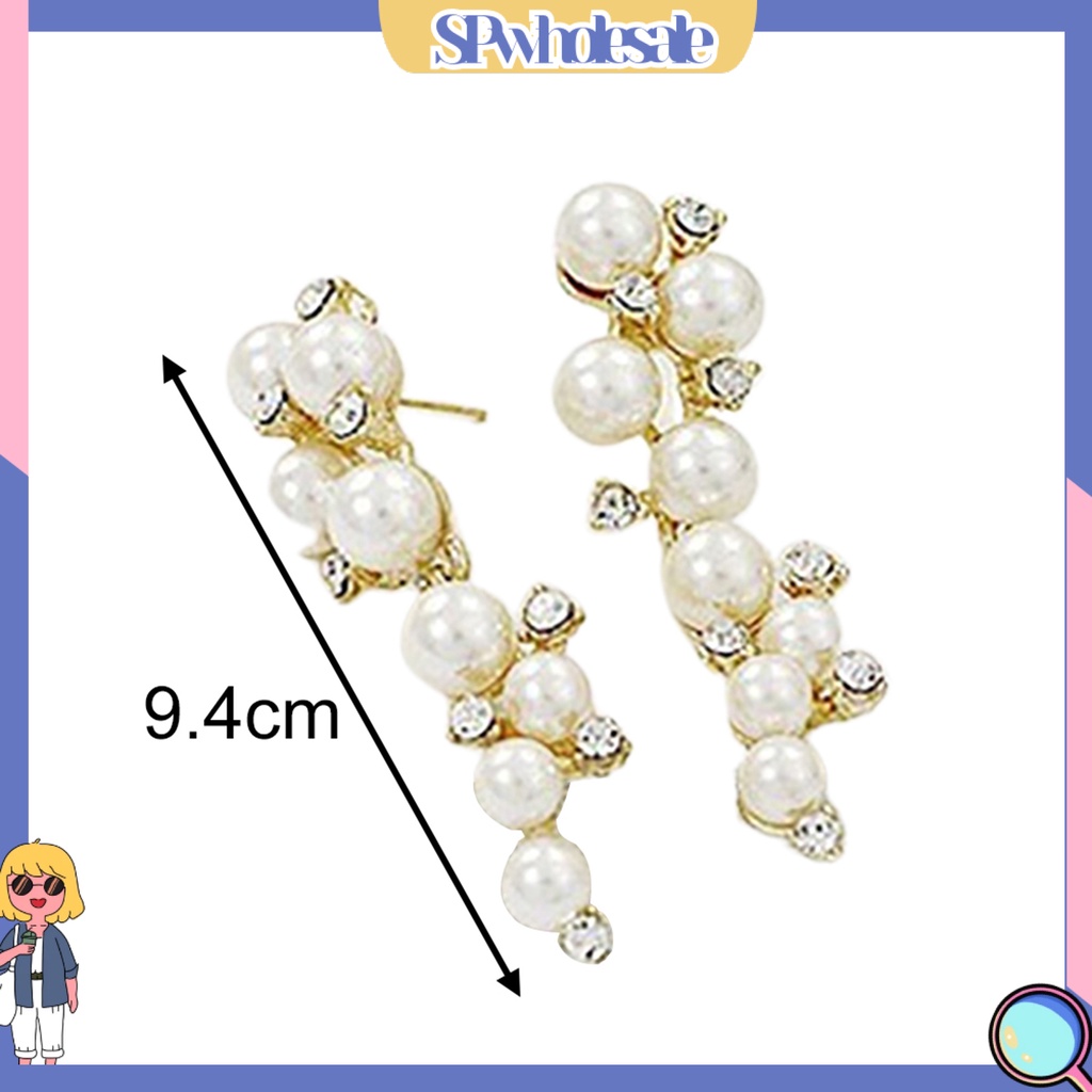 [SPwholesale] Đôi khuyên tai dài đính đá và ngọc trai thời trang cho nữ