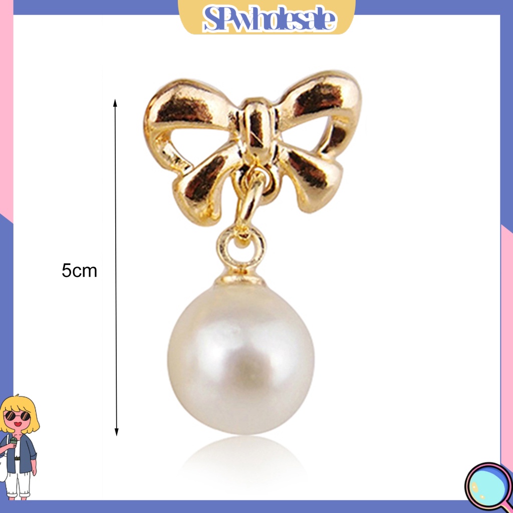 {SPwholesale} Đôi khuyên tai đính nơ và ngọc trai thời trang cho nữ