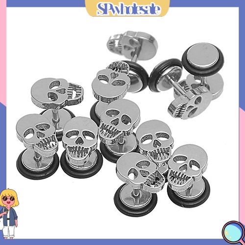 {SPwholesale} Khuyên tai hình đầu lâu bằng thép không gỉ cá tính dành cho cả nam và nữ