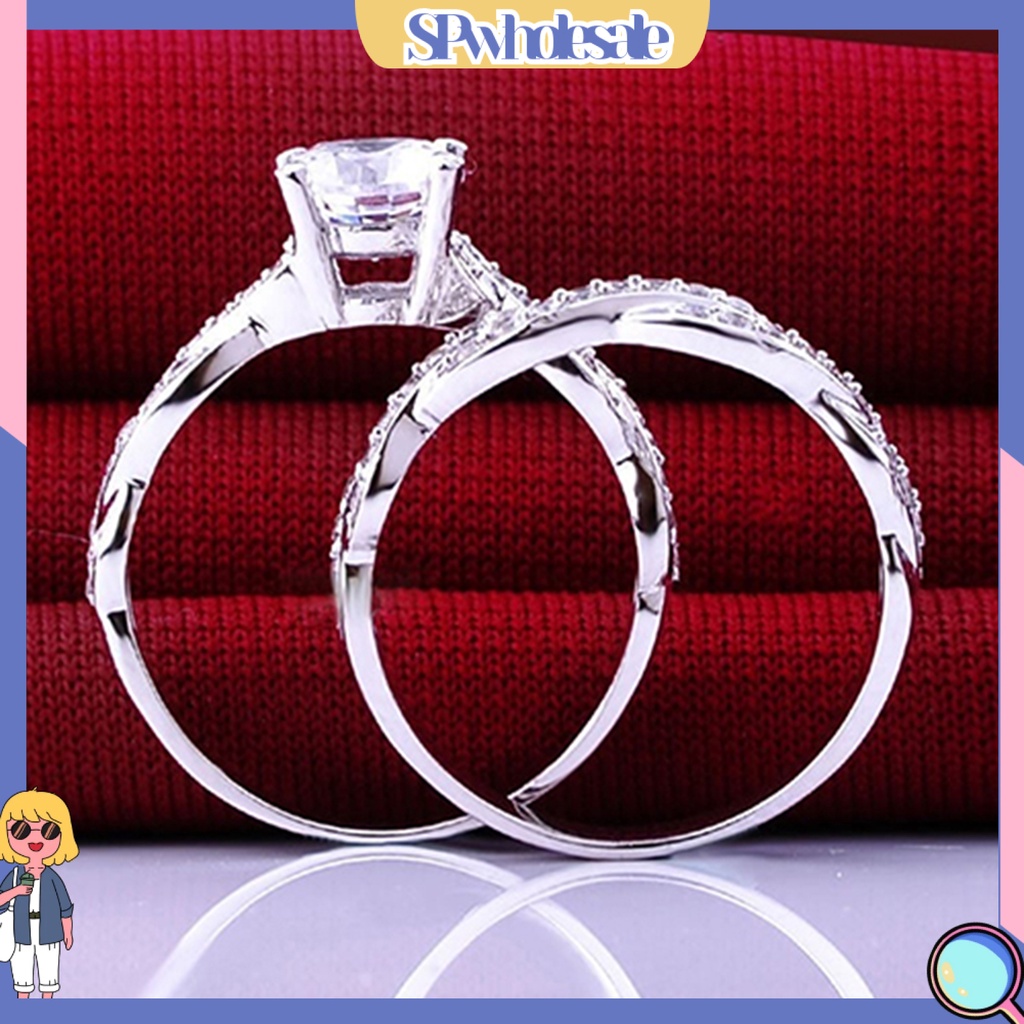 {SPwholesale} Set 2 nhẫn nữ đính đá thiết kế thanh lịch sang trọng thời trang