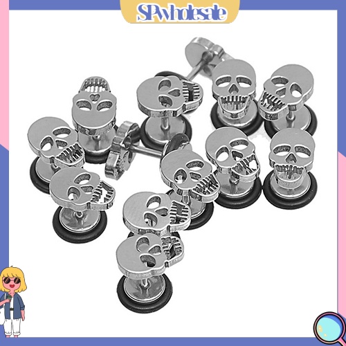 {SPwholesale} Khuyên tai hình đầu lâu bằng thép không gỉ cá tính dành cho cả nam và nữ