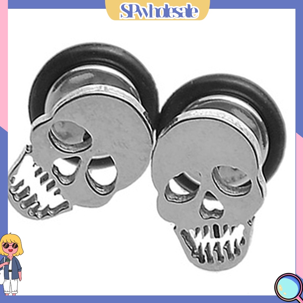 {SPwholesale} Khuyên tai hình đầu lâu bằng thép không gỉ cá tính dành cho cả nam và nữ