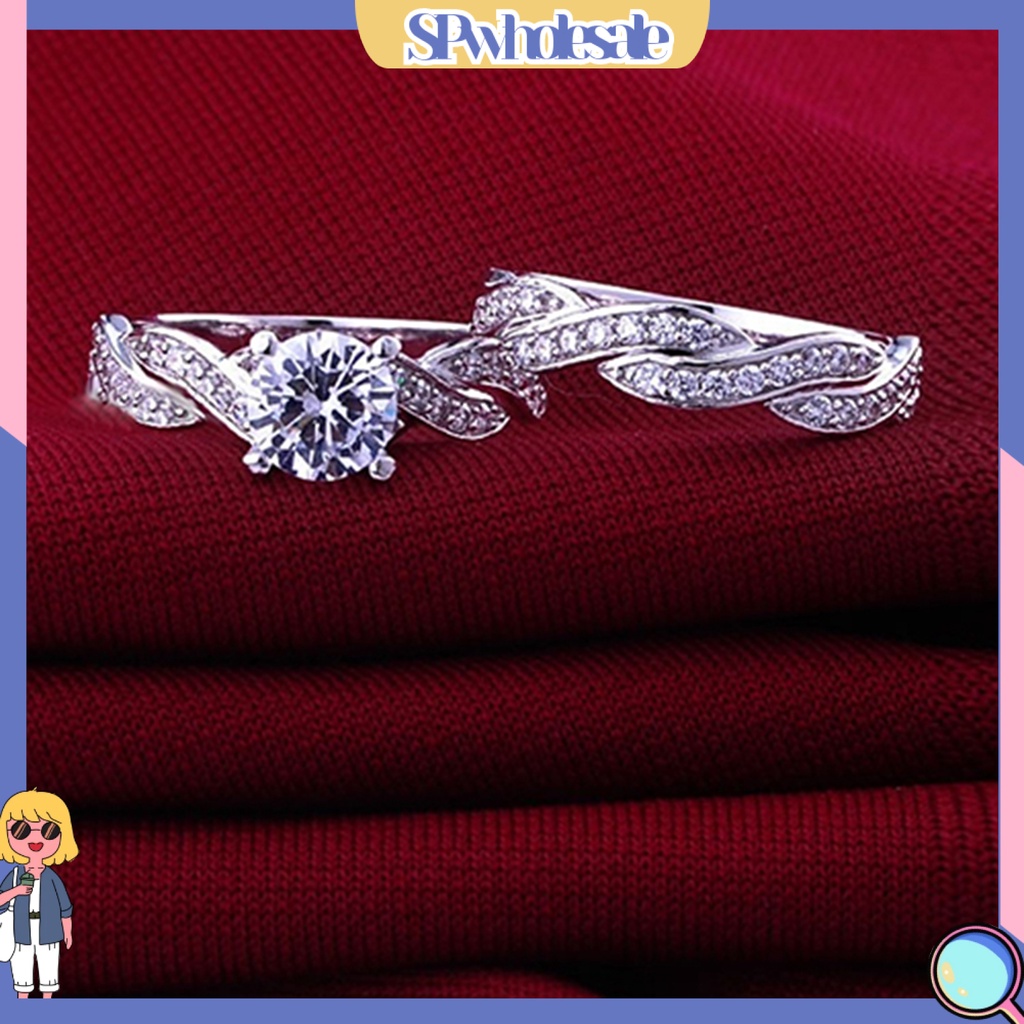{SPwholesale} Set 2 nhẫn nữ đính đá thiết kế thanh lịch sang trọng thời trang