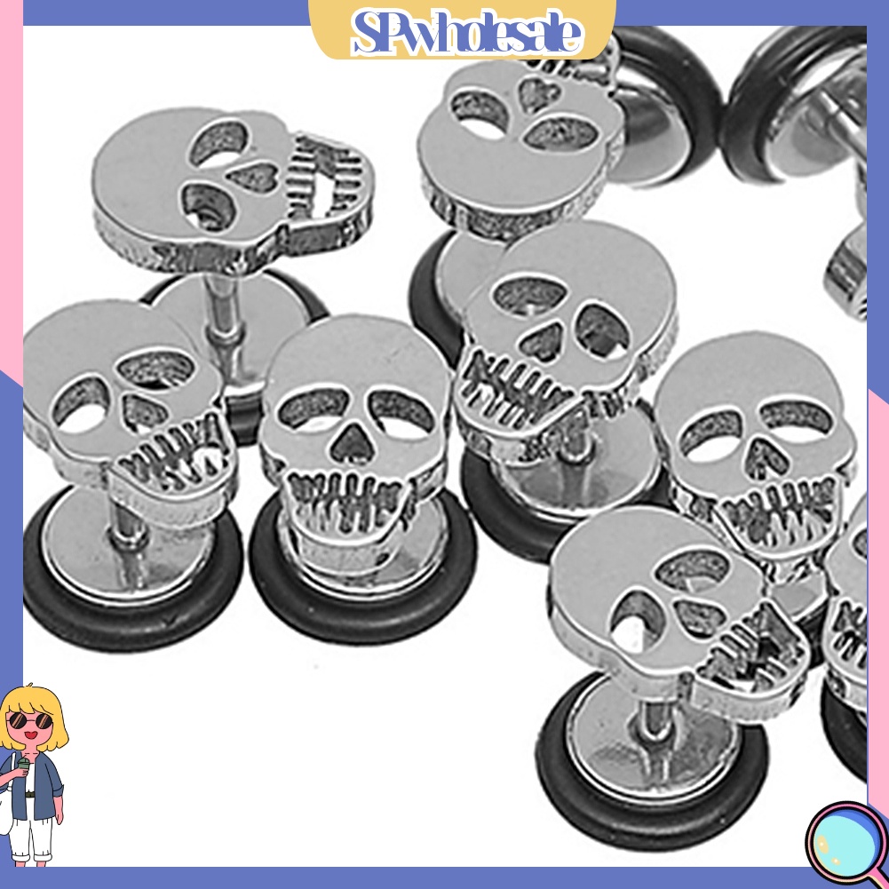 {SPwholesale} Khuyên tai hình đầu lâu bằng thép không gỉ cá tính dành cho cả nam và nữ