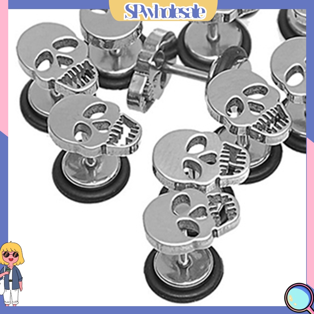 {SPwholesale} Khuyên tai hình đầu lâu bằng thép không gỉ cá tính dành cho cả nam và nữ