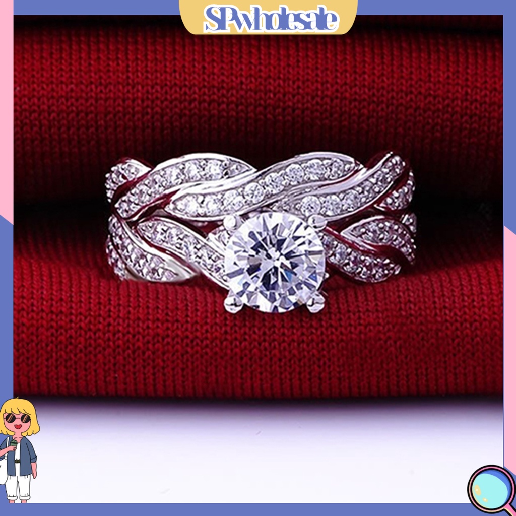 {SPwholesale} Set 2 nhẫn nữ đính đá thiết kế thanh lịch sang trọng thời trang