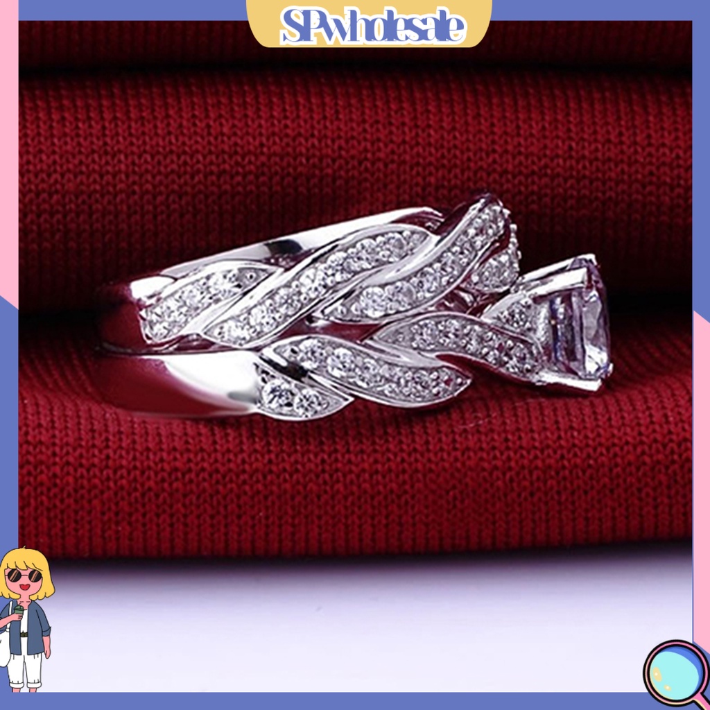 {SPwholesale} Set 2 nhẫn nữ đính đá thiết kế thanh lịch sang trọng thời trang