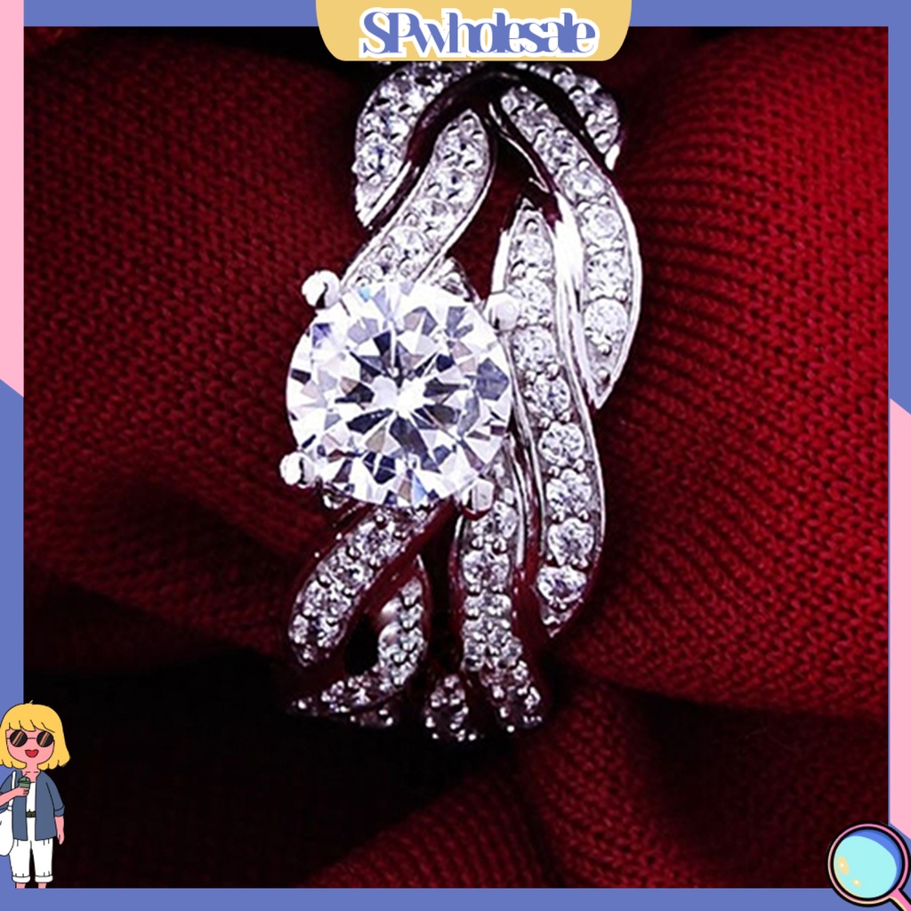 {SPwholesale} Set 2 nhẫn nữ đính đá thiết kế thanh lịch sang trọng thời trang