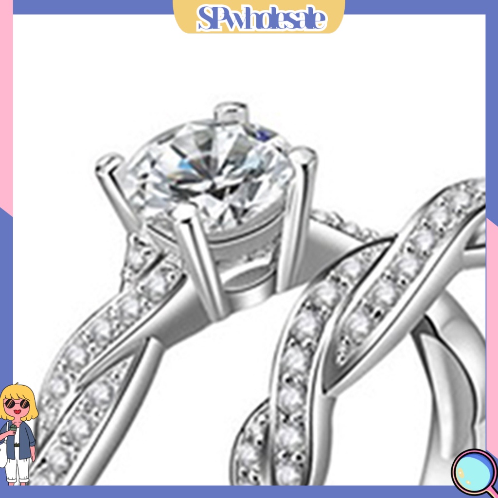 {SPwholesale} Set 2 nhẫn nữ đính đá thiết kế thanh lịch sang trọng thời trang