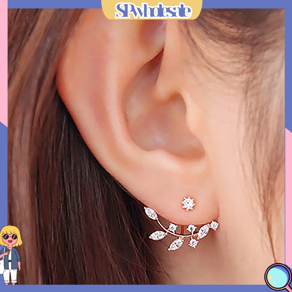 {SPwholesale} Bông tai hình chiếc lá đính đá phong cách cổ điển dành cho nữ