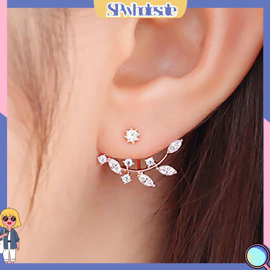 {SPwholesale} Bông tai hình chiếc lá đính đá phong cách cổ điển dành cho nữ