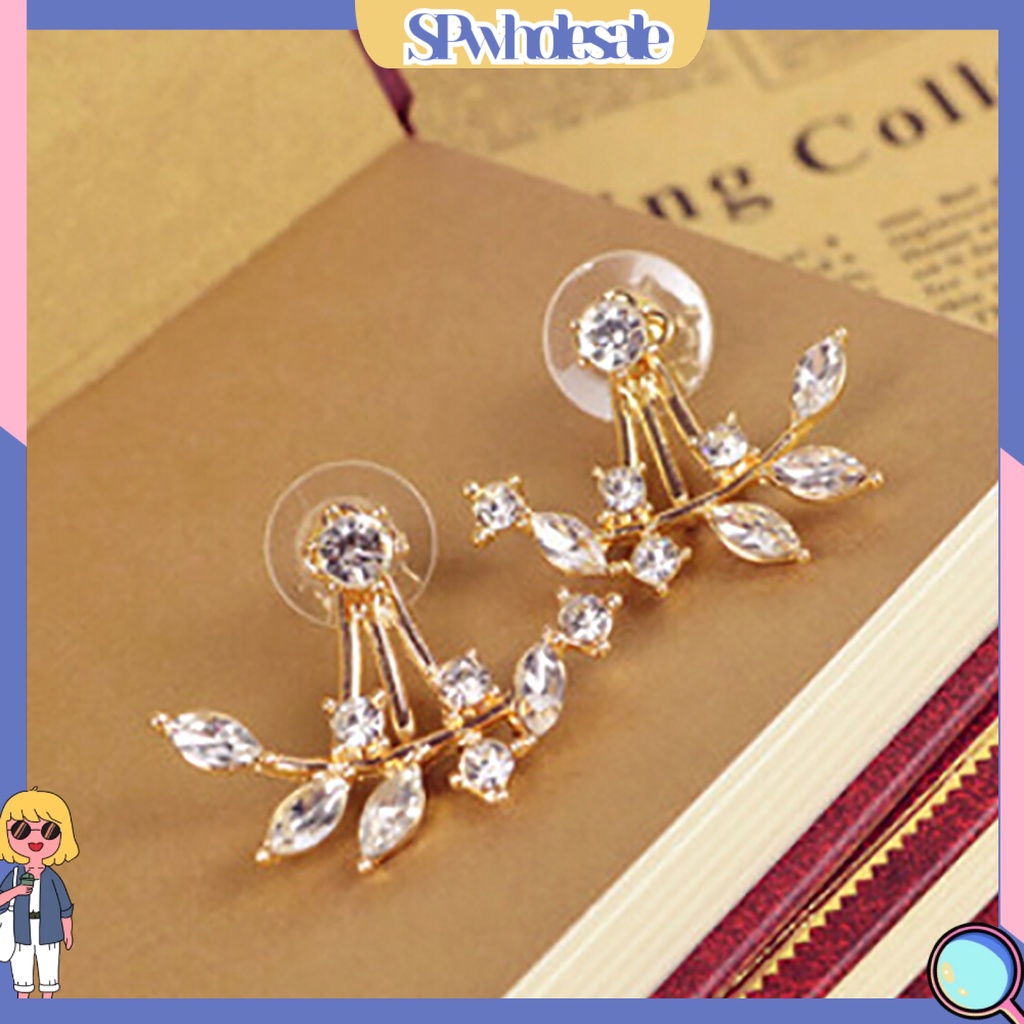 {SPwholesale} Bông tai hình chiếc lá đính đá phong cách cổ điển dành cho nữ